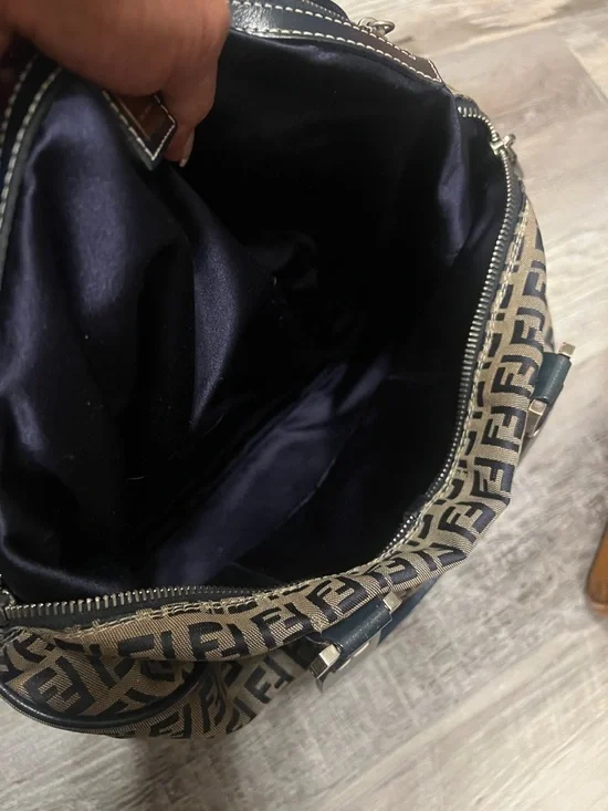 Fendi Brown & Navy FF Logo two way Bag - Picture 9 of 11